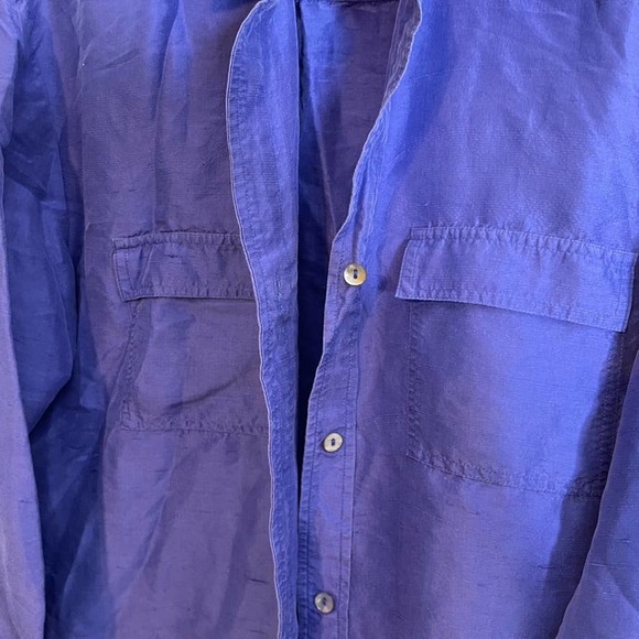 ROBBIE BEE 100% Silk Small Longsleeve Button Down Top Collar Purple Pocket‎ - Picture 4 of 6